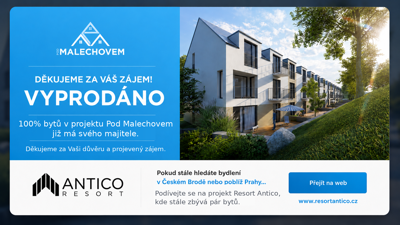 Projekt Pod Malechovem je vyprodán